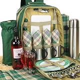 from Picnics4Fun Deluxe Picnic Backpack Set For 4 Flask Mugs and Travel Rug