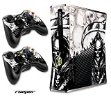 Designer Skin for XBOX 360 SLIM System & Remote Controllers -REAPER-WHITE