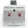 5mm Dice Post Earrings, Translucent Red w/White