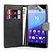 32nd® Book wallet PU leather case cover for Sony Xperia M4 Aqua mobile phone - Black
