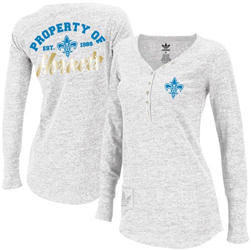 adidas New Orleans Hornets Ladies Diva Sweetheart Premium Slub Long Sleeve T-Shirt - White (Large)