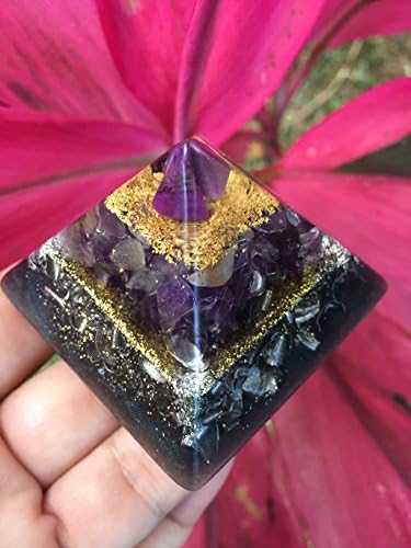 Poni Purple Protector Orgone Pyramid with Sugilite, Gold and Amethyst