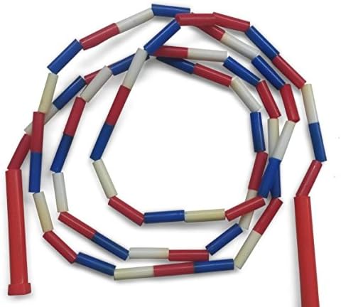 Zoldir - Best Quality Segmented Plastic Bead Jump Rope, Speed Skipping Jumping Boxing Exercise Red/Blue/White - 100% Satisfaction and Money Back Guarantee !