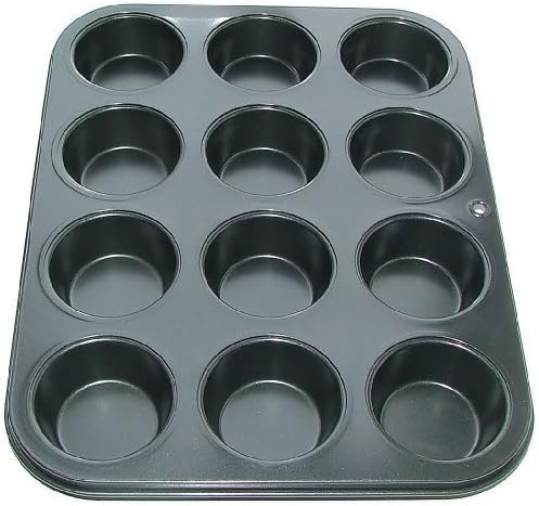 12 Hole Deep Muffin Pan / Tin Non Stick Baking Tray by Lets Cook