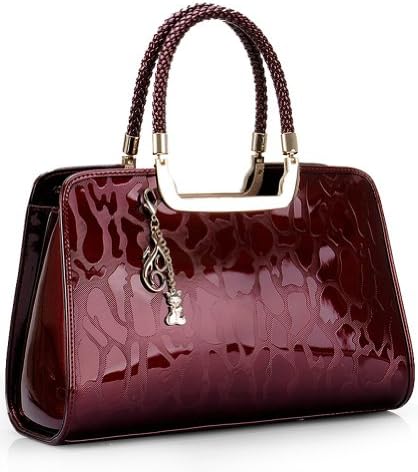 Ilishop Women's Purple New Fashion Splay Mark Pattern Printing Tote Genuine Leather Handbag