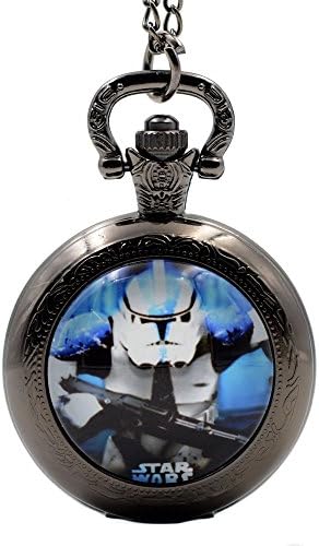 Steampunk Men's Quartz Pocket Watch Popular Star Wars the White Knight Boy's Necklace Chain Pendant Black