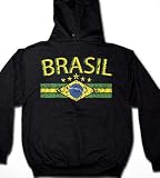 Brasil Crest International Soccer Sweatshirt, Brasilian Soccer Mens Hoodie