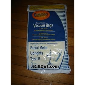 Royal Metal Upright Type B Allergen Filtration Vacuum Cleaner Bags 3-pack