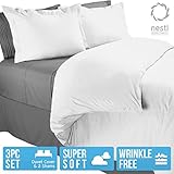 Duvet Cover King, Protects and Covers your Comforter / Duvet Insert, 100% Luxury Microfiber, Solid White Color, 3 Piece Duvet Cover Set Includes 2 Pillow Shams - Nestl Bedding