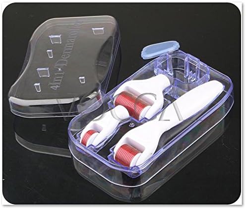 VoccaCare Complete 4 in 1 Body Care Kit (Titanium, 0.5 mm + 1.0 mm + 1.5 mm - White/Red) for Face, Eyes and Body + Case with Disinfection Tank. For Wrinkles, Acne, Stretch Marks, Scars. Home Use