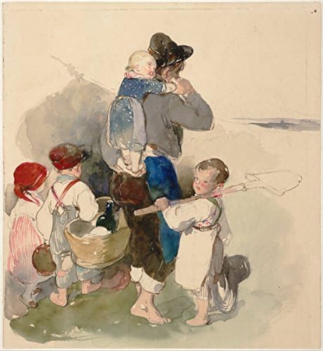 Giclee Prints: "Children On Their Way To Work In The Fields, 1840" - 8x9 inches on Canvas - by Peter Fendi