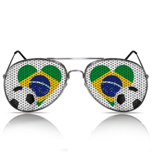 Partybrillen und Promotionbrillen Karneval Spassbrille Atzenbrille Funbrille mygafas Fanartikel WM Faschingbrille – WM Herz Brasilien (PILOT)
