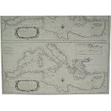 Antique Mediterranean Map Gift Wrap Decoupage Paper Poster