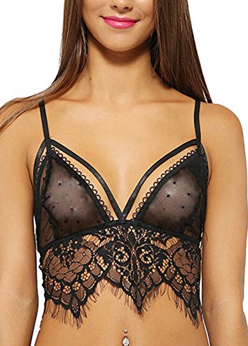 Wink Gal Women s Sexy Lady Transparent Lace Lingerie Bra Colour Black Size M