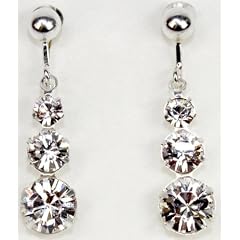 Jewels by premium-kristall� - Ohrclips 3 Kristalle - 925 Silber - Ohrringe Made with SWAROVSKI ELEMENTS