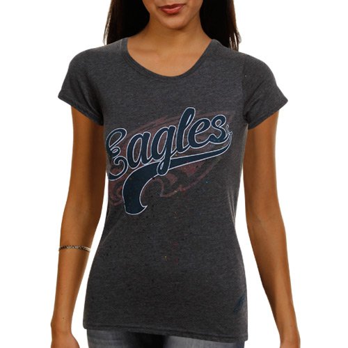 Reebok Philadelphia Eagles Ladies Tilted Tailsweep T-Shirt - Navy Blue (Small)
