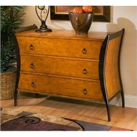 Three Drawer Cherry And Black Chest
