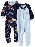 Gerber Robots Blanket Sleepers Two Pack, Light Blue, 0-6 Months