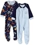 Gerber Robots Blanket Sleepers Two Pack, Light Blue, 0-6 Months