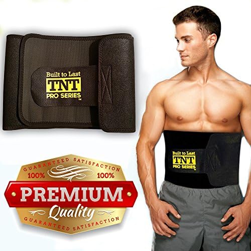 TNT Waist Trimmer Ab Belt for Men and Women - Extra Wide to Cover Entire Midsection - Uniquely Designed to Repel Sweat & Moisture w/ Anti-Slip Grid Technology - No Slipping or Movement of Fabric - Try it 100% Risk Free