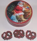 Scott's Cakes 1 lb. Milk Chocolate Covered Pretzel with Christmas Jimmies & Chocolate Chips in a Santa Tin