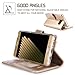 Galaxy Note 7 Case, Note 7 Case, FYY [RFID Blocking wallet] 100% Handmade Wallet Case Stand Cover Credit Card Protector for Galaxy Note 7 Gold