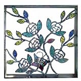 ブロック 塀 飾りブロック シャインガラスブロック(チョウ&花) 金属製 燻し銅色