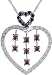 14K White Gold 1/6 ctw Diamond and Multi Gemstone Heart Pendant