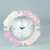 ROMANCE DRESSER CLOCK - PINK/ IVORY AND SILVER PLATED ROMANCE COLLECTION DRES...