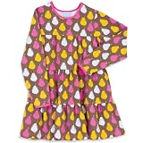 Chez Ami by Patsy Aiken Designs Girls Pear Print Knit Tiered Tunic Top Taupe/Peony Pink/Yellow