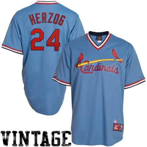 Majestic Whitey Herzog St. Louis Cardinals Replica Cooperstown Throwback Jersey - Light Blue (X-Large)