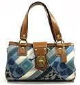 AUTHENTIC COACH DENIM SIGNATURE PATCHWORK ZIP SATCHEL 12216