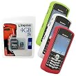 Green, White, Red Skin Cover Case and Kingston 4GB microSDHC Class 4 Memory Card with SD Adapter for Blackberry Pearl 8100 8100c