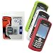 Green, White, Red Skin Cover Case and Kingston 4GB microSDHC Class 4 Memory Card with SD Adapter for Blackberry Pearl 8100 8100c