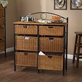 Iron Wicker 6 Drawers Storage Unit