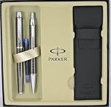 Parker IM Fountain & Ballpoint Pen Set Deep Gunmetal Chiselled with Free Pouch
