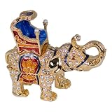 Majestic Elephant Shaped Czech Preciosa Crystal Jewelry Trinket Box