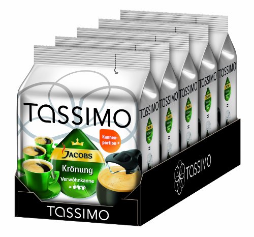 Tassimo Jacobs Krönung Verwöhnkanne, 5er Pack (5 x 8 Kannenportionen)