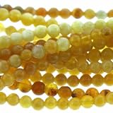 Yellow Jade : Ball-Plain - 4mm Diameter, Sold by: 16 Inch Strand with Angel Mountain Beads Heart Charm (.625 x .570 inches)