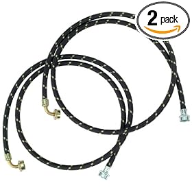 Whirlpool 8212638RP 6-Foot Industrial Braided Fill Hose with 90 Degree Elbow, 2-Pack
