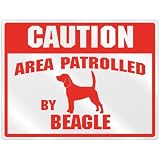 New  Caution : Area Patrolled By Beagle  Parking Sign Dog