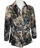 Boho Chic Long Sleeve, Shirred Waist, Spread Collar, Button Front, Fashion Top - Animal Blends