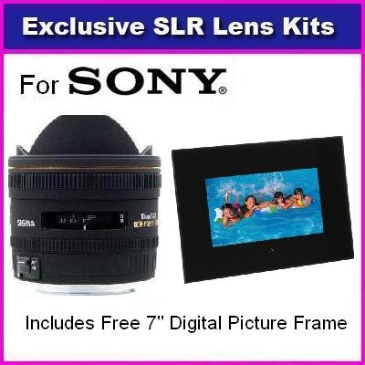 Sigma 4.5mm f/2.8 EX DC HSM Circular Fisheye Lens For Sony DSLR-A200 A300 A350 A100 A700 A700 A900 A230 A330 A750 Includes 7-Inch MultiMedia Digital Picture Frame