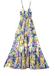 V-neck Floral Print Sleeveless Acrylic/Polyester Maxi Dress 