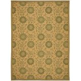 Safavieh Courtyard Collection CY6948-34 Natural and Green Indoor/Outdoor Round Area Rug, 6-Feet 7-Inch Round