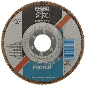 PFERD 62152 POLIFAN SG 4-1/2" x 7/8", 60 Grit Aluminum Oxide Flat Flap Disc
