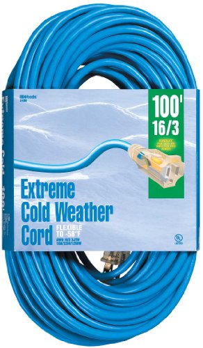 Images for Woods 2436 16/3 Outdoor Cold-Flexible SJTW Extension Cord, Blue with Lighted End, 100-Foot