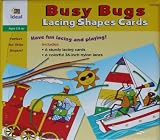 Busy Bugs Lacing Shapes Cards: Pack of 6 lacing cards and 6 colorful 36 nylon laces