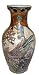 Hand painted oriental porcelain vase, 'fa ping', copper and earth tones with teal and purples