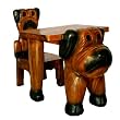 Hand-carved & Painted Vintage Style Dog Design Childrens Table And Chair Set